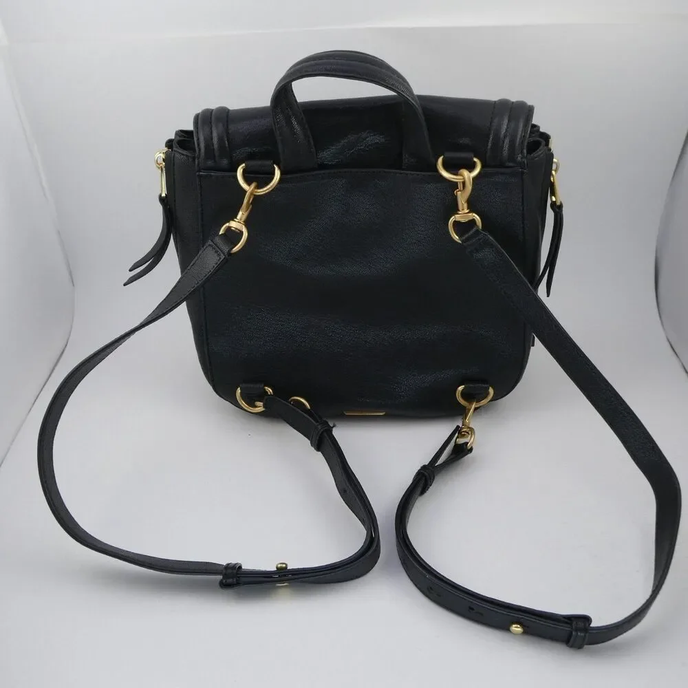 REBECCA MINKOFF Maia Medium Saddle Leather Shoulder Crossbody Bag Black $275